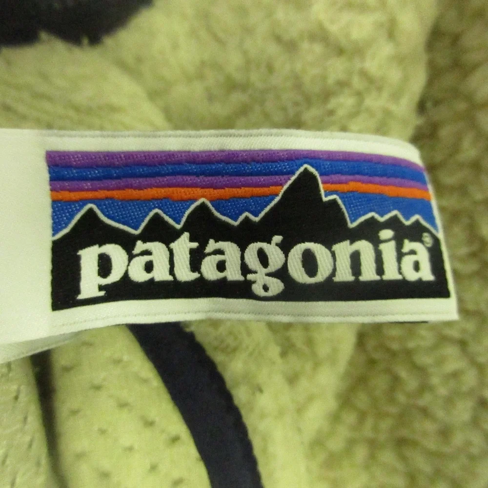 Patagonia Jacket Kids XL 14 Beige Sherpa Fleece Full Zip Pockets Winter Outdoor
